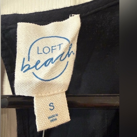 LOFT Elegant Black Midi Dress with Tie Front - Picture 3 of 4